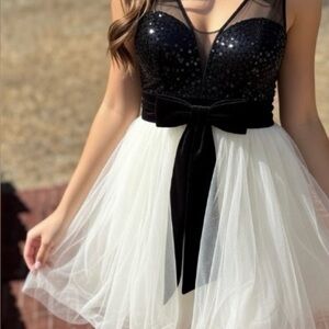 Sherri Hill Black and White Cocktail